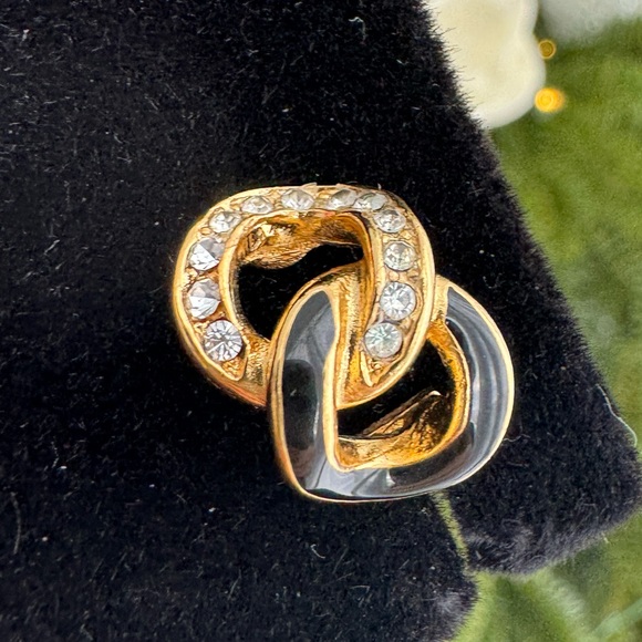 Christian Dior 18K Gold Plated enamel crystals vintage clip on earrings - Picture 6 of 16